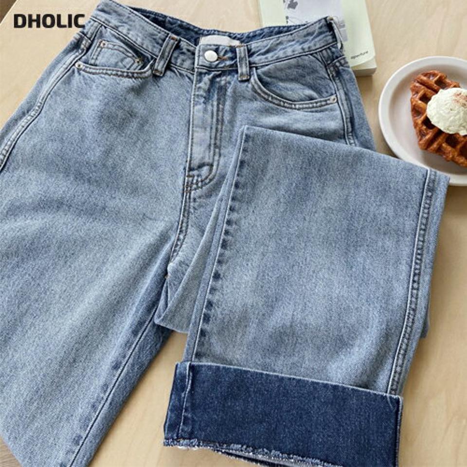 ロールアップデニムパンツ・全1色・t00401 レディース 【pt】韓国ファッション ボトムス パンツ ロング ロングパンツ デニムパンツ ベーシック ロールアップ 足長 ハイウエスト ワイド デイリー 細身 体型カーバー ストレート 春 夏 NIJU