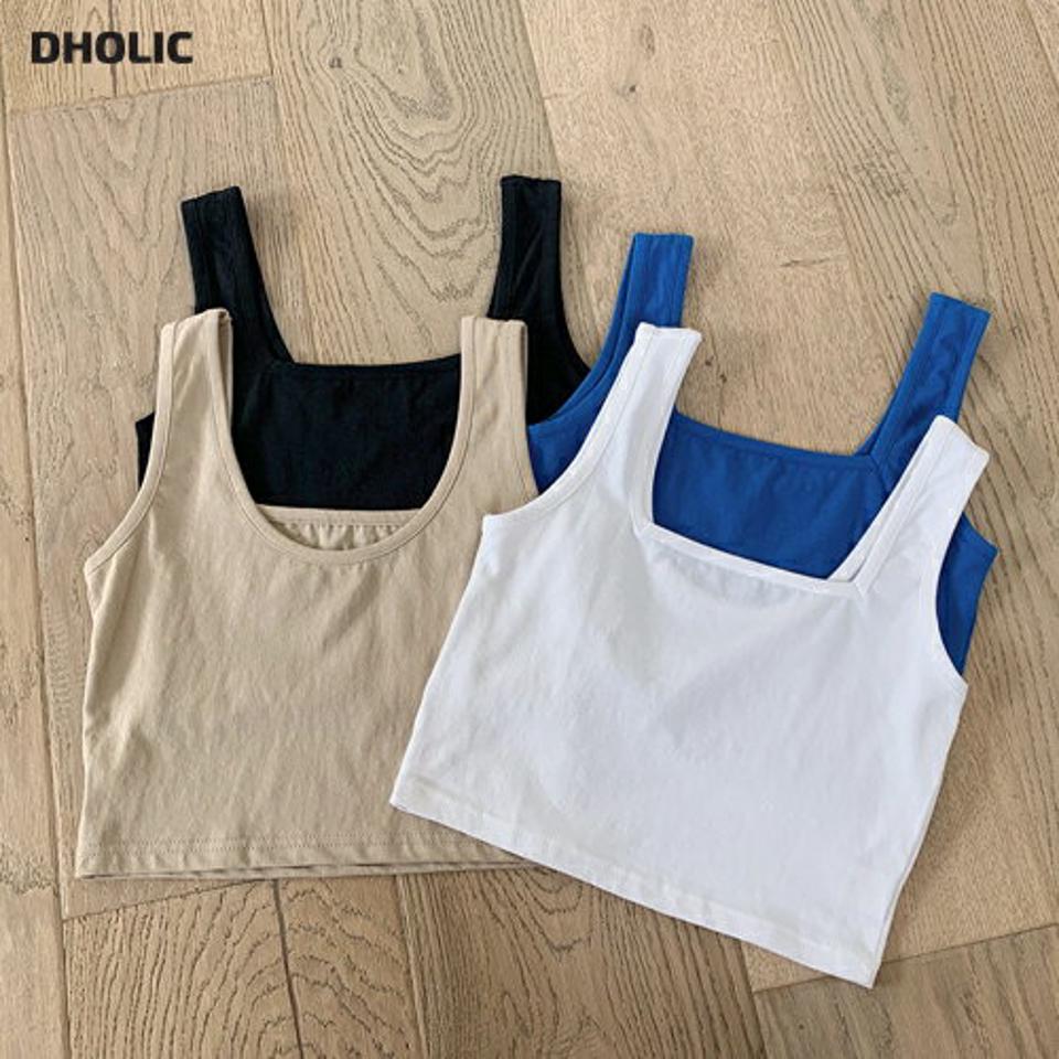 2WAYスリーブレス・全4色・t00411 レディース 【tops】韓国 ファッション トップス スリーブレス ノースリーブ スクエアネック Uネック クロップド丈 フィット タイト スリム フェミニン 体型カーバー ガーリー デコルテ 春 夏 NIJU