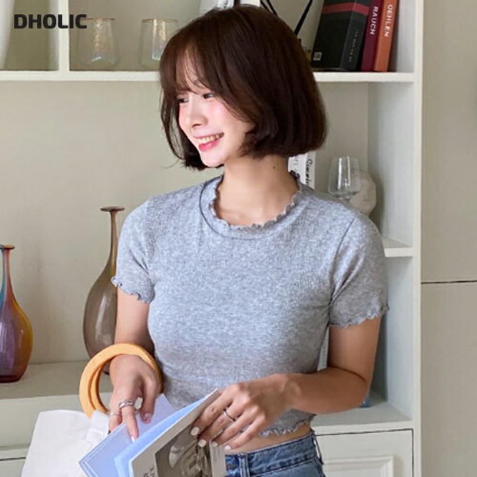 メロウクロップドTシャツ・全4色・t64375 レディース 【tops】韓国 ファッション トップス Tシャツ 半袖 デイリー カジュアル クロップド ラウンドネック メロウ スリム フィット リブ 体型カーバー 細身 着痩せ 夏 春