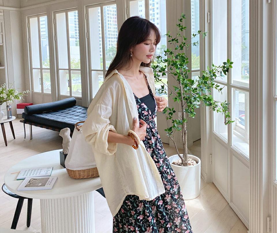 ルーズフィットカラーシャツ・全6色・t64383 レディース 【bl】韓国 ファッション トップス シャツ 長袖 ポロ襟 フェミニン 上品 カジュアル オフィスカジュアル 夏 春