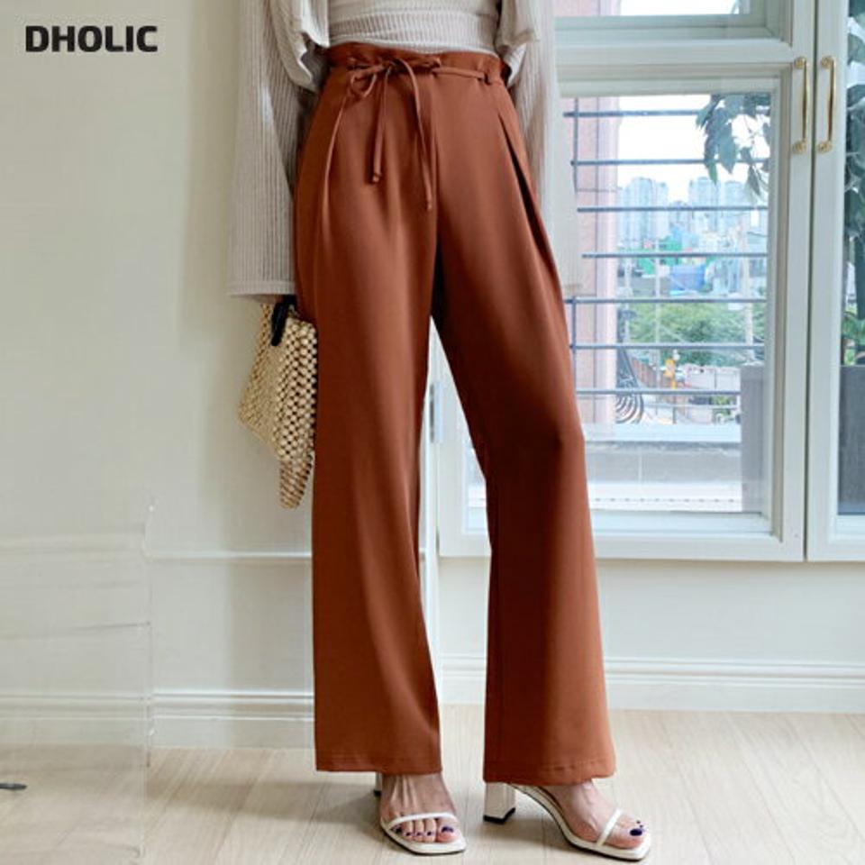 【新作10%OFF】ストラップ付スラックス・全2色・b64400 レディース 【pt】韓国 ファッション ボトムス ロング ロングパンツ ストレート ストラップ スラックス ゴム 美脚 ワイド 10分丈 体型カーバー 細身 足長 ハイウエスト 夏 春