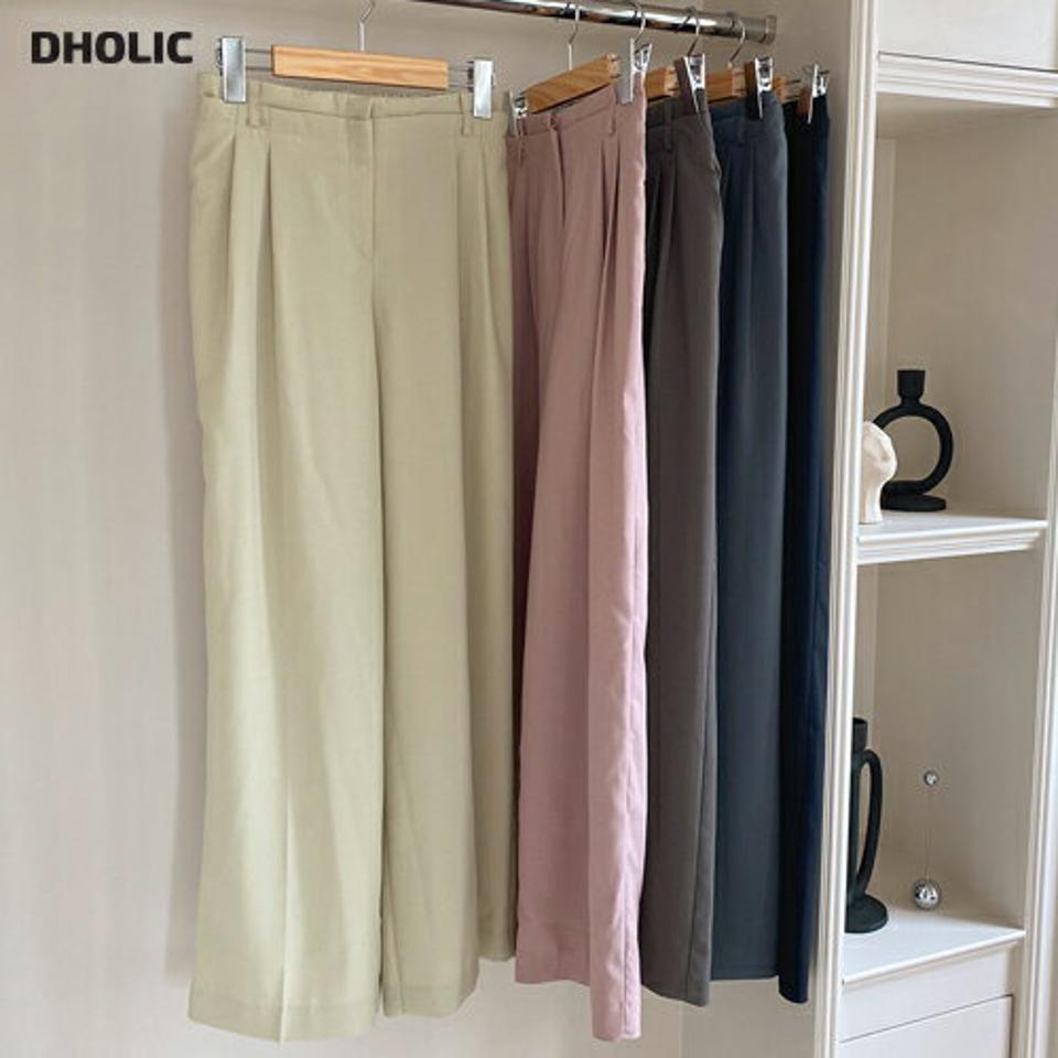 タックワイドスラックス・全5色・t64401 レディース 【pt】韓国 ファッション ボトムス ロング ロングパンツ ストレート スラックス ゴム 美脚 ワイド 10分丈 体型カーバー 細身 足長 ハイウエスト 夏 春