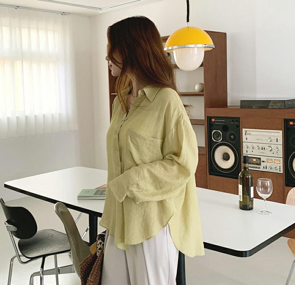 リンクルアンバランスシャツ・全3色・t00149 レディース 【bl】トップス シャツ 長袖 アンバランス リンクル 単色 無地 シンプル ナチュラル 大人 カジュアル ラフ オーバーサイズ ゆったり 春 秋 韓国 ファッション ハイホリHIHOLLI