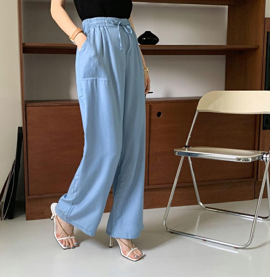 ドロストワイドパンツ・全3色・t00172 レディース 【pt】パンツ ズボン ロングパンツ ワイド ドロスト 単色 無地 シンプル ベーシック カジュアル ラフ 春 夏 韓国 ファッション ハイホリHIHOLLI