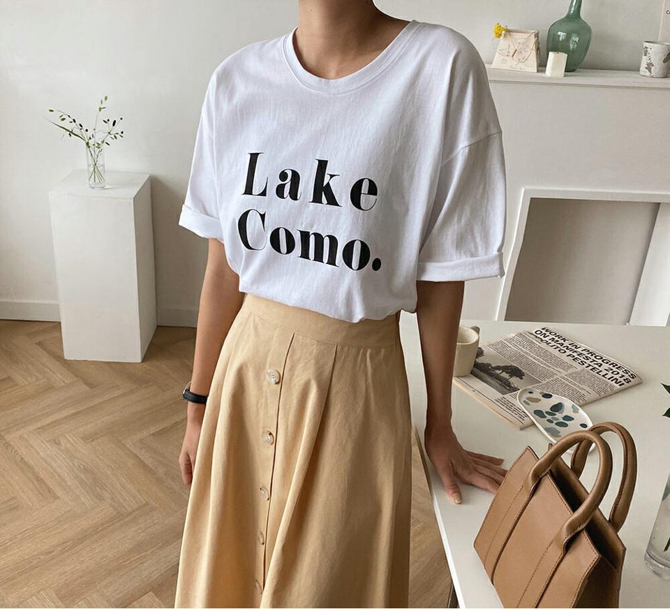 LakeComo.Tシャツ・全3色・n57820 レディース 【tops】韓国 ファッション トップス Tシャツ 半袖 ルーズ デイリー カジュアル プリント スリム ラウンドネック ルーズ ゆったり 体型カーバー 細身 フェミニン 夏 春