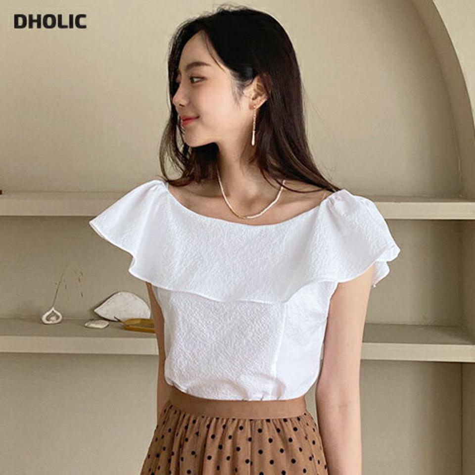 2TYPEフェミニンフリルブラウス・全4色・b57821 レディース 【bl】韓国 ファッション トップス ブラウス 半袖 大人 ガーリー ユニーク フリル ラブリー ショルダーゴム オフショル モダン フェミニン カジュアル 上品 夏 春