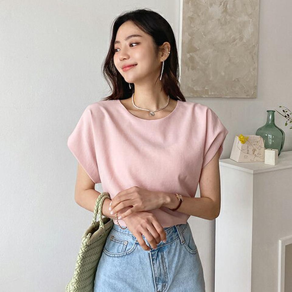 ドルマンタックブラウス・全5色・b57844 レディース 【bl】韓国 ファッション トップス ブラウス 半袖 大人 ラウンドネック シンプル ドルマンスリーブ オフィスカジュアル オフィス フェミニン カジュアル 上品 夏 春