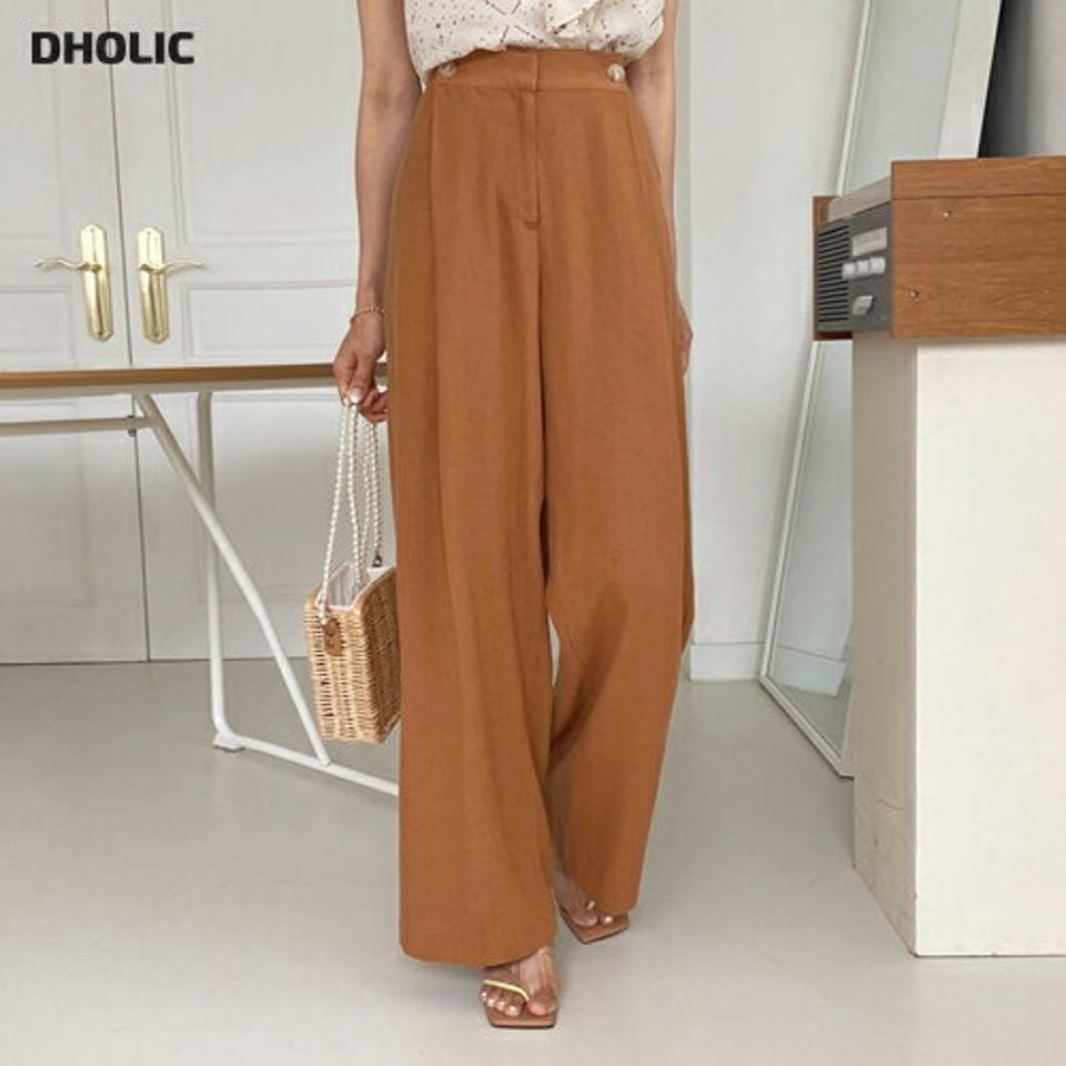 サイドボタンスラックス・全3色・t57850 レディース 【pt】韓国ファッション ボトムス ロング ロングパンツ スラックス 美脚 オフィスカジュアル ストレート オフィス 10分丈 細身 ハイウエスト 夏 春