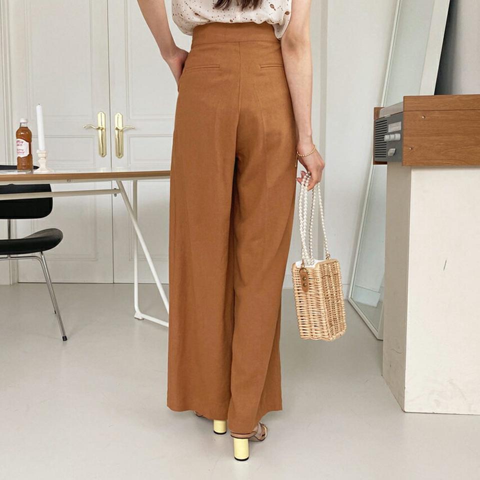 サイドボタンスラックス・全3色・t57850 レディース 【pt】韓国ファッション ボトムス ロング ロングパンツ スラックス 美脚 オフィスカジュアル ストレート オフィス 10分丈 細身 ハイウエスト 夏 春