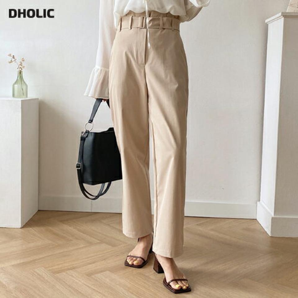 ベルト付ハイウエストスラックス・全3色・t57841 レディース 【pt】韓国 ファッション ボトムス ロング ロングパンツ スラックス 美脚 オフィスカジュアル ストレート オフィス 10分丈 体型カーバー 細身 ハイウエスト 夏 春