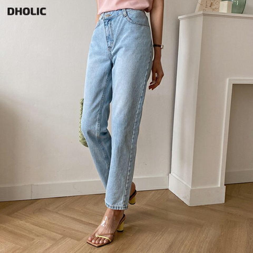 アンバランスボタンデニムパンツ・全1色・t57851 レディース 【pt】韓国 ファッション ボトムス ロング ロングパンツ 美脚 デニムパンツ アンバランス ストレート デニム 10分丈 体型カーバー 細身 ハイウエスト 夏 春