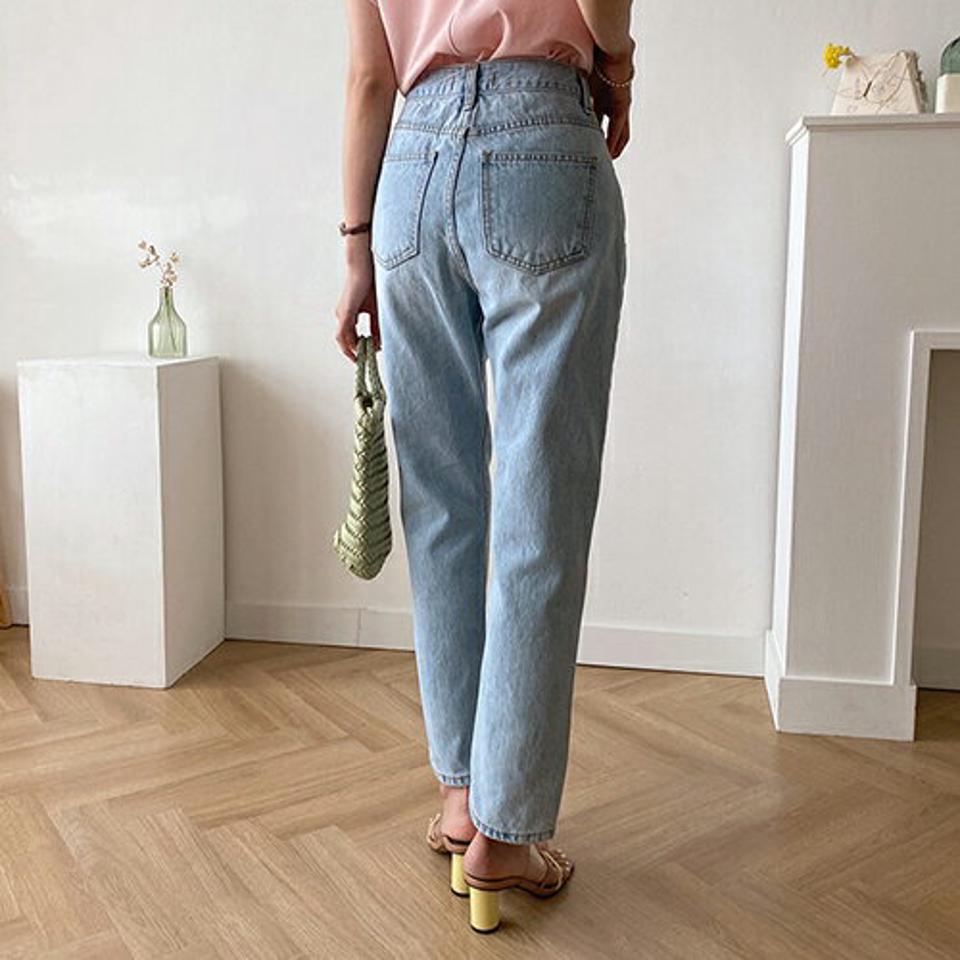 アンバランスボタンデニムパンツ・全1色・t57851 レディース 【pt】韓国 ファッション ボトムス ロング ロングパンツ 美脚 デニムパンツ アンバランス ストレート デニム 10分丈 体型カーバー 細身 ハイウエスト 夏 春