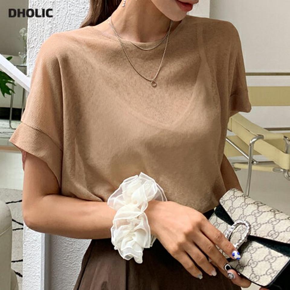 シアー半袖Tシャツ・全3色・t62497 レディース 【tops】韓国ファッション トップス Tシャツ 半袖 ショートスリーブ スリム デイリー シアー ドルマンスリーブ カジュアル ラウンドネック 細身 フェミニン 夏 春