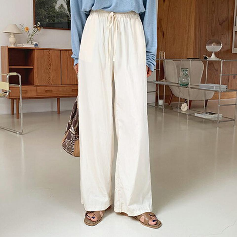 リボンワイドパンツ・全3色・t62517 レディース 【pt】韓国 ファッション ボトムス ロング ロングパンツ リボン ワイドパンツ ワイド ルーズ ゆったり 美脚 カジュアル 体型カーバー 細身 足長 夏 春