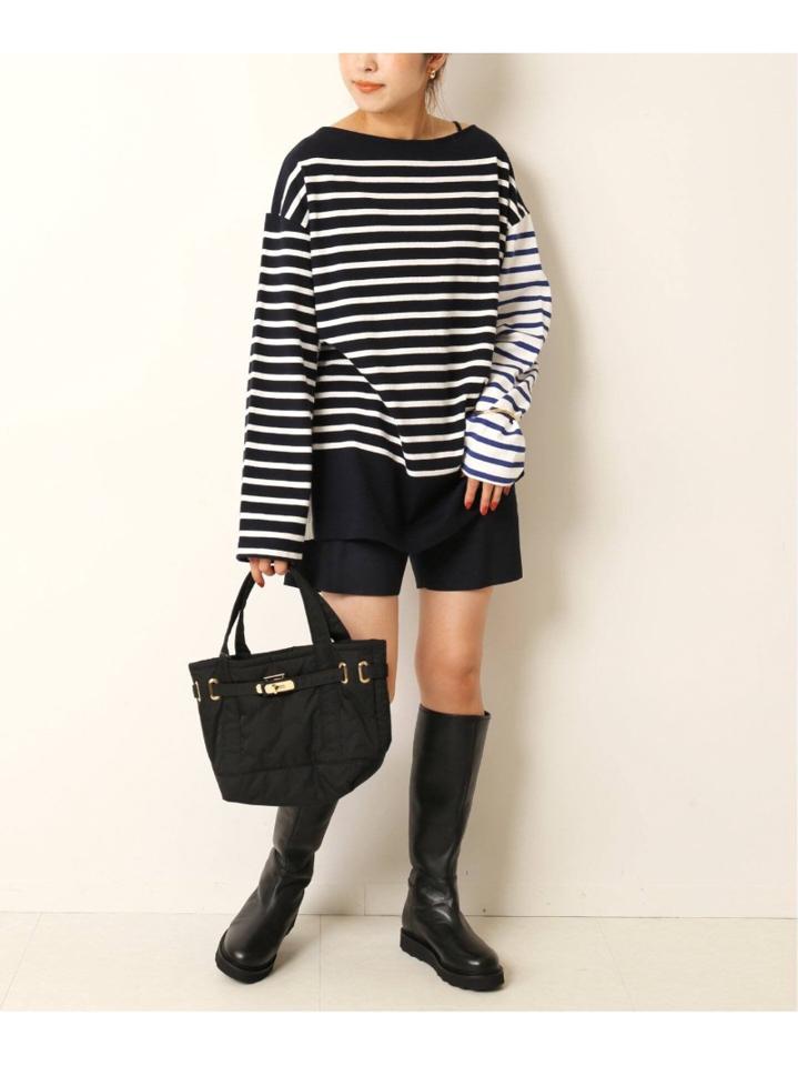 <<追加>>【INSCRIRE /アンスクリア】 BORDER BIG BOAT NECK:カットソー◆3（JOURNAL STANDARD L'ESSAGE）