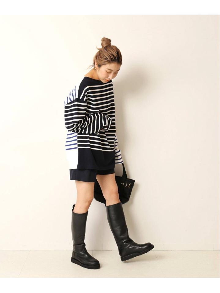 <<追加>>【INSCRIRE /アンスクリア】 BORDER BIG BOAT NECK:カットソー◆3（JOURNAL STANDARD L'ESSAGE）