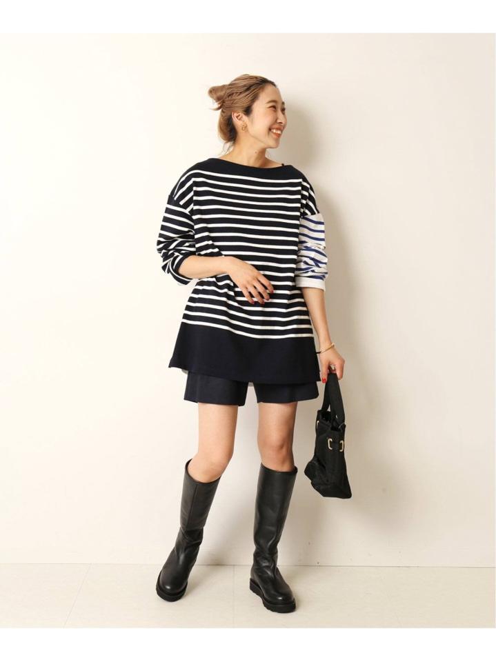 <<追加>>【INSCRIRE /アンスクリア】 BORDER BIG BOAT NECK:カットソー◆3（JOURNAL STANDARD L'ESSAGE）
