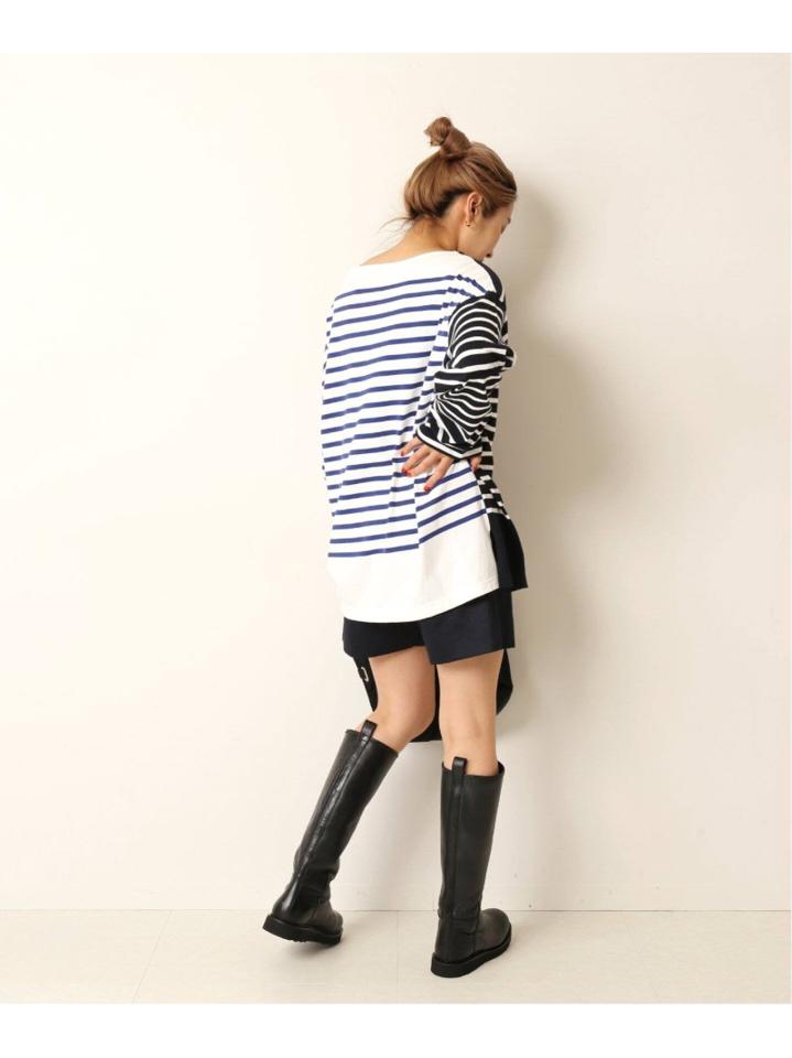 <<追加>>【INSCRIRE /アンスクリア】 BORDER BIG BOAT NECK:カットソー◆3（JOURNAL STANDARD L'ESSAGE）