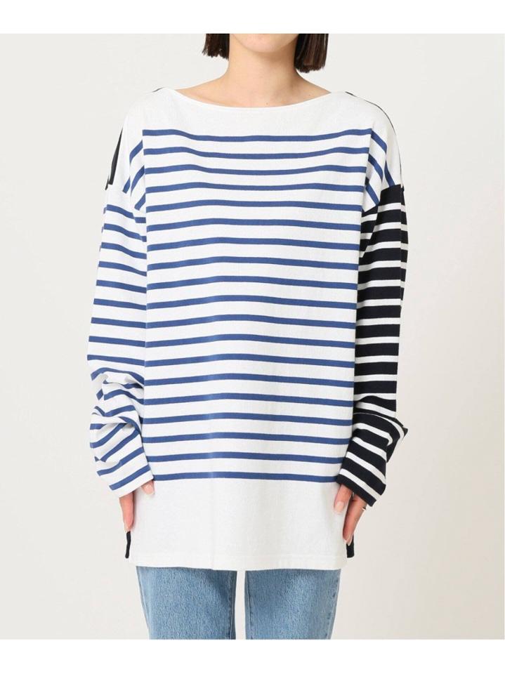 <<追加>>【INSCRIRE /アンスクリア】 BORDER BIG BOAT NECK:カットソー◆3（JOURNAL STANDARD L'ESSAGE）