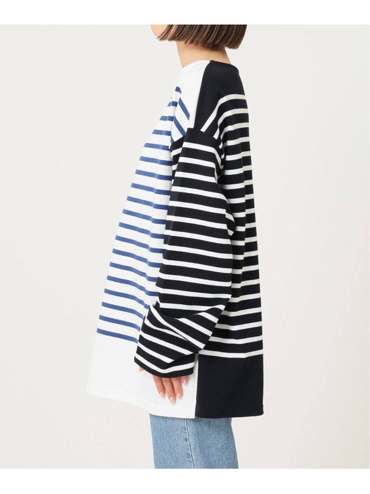 <<追加>>【INSCRIRE /アンスクリア】 BORDER BIG BOAT NECK:カットソー◆3（JOURNAL STANDARD L'ESSAGE）