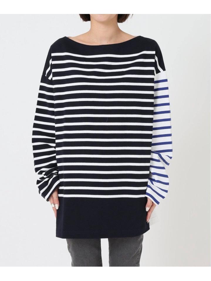 <<追加>>【INSCRIRE /アンスクリア】 BORDER BIG BOAT NECK:カットソー◆3（JOURNAL STANDARD L'ESSAGE）