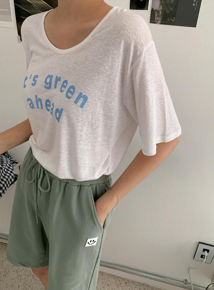 mayblue(メイブルー)フロントメッセージプリントUネックTシャツ【7/28up_ka】【メール便】韓国 韓国ファッション　レディースファッション 韓国ファッション トップス Tシャツ プリント ゆったりレディース ファッション【7】