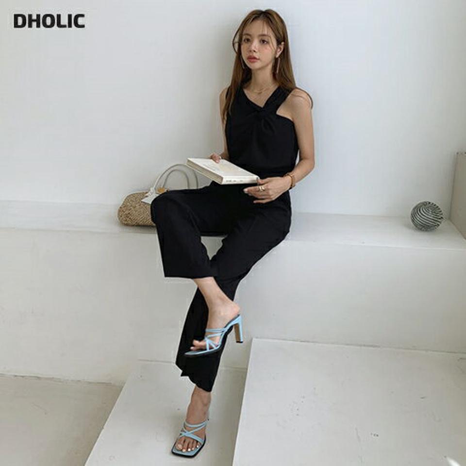 ノットスリーブレス&ワイドスラックスSET・全2色・t00185 レディース 【pt】セットアップ setup トップス スリーブレス ノースリーブ パンツ ズボン ロングパンツ スラックス 単色 無地 シンプル カジュアル 春 夏 韓国 ファッション ハイホリHIHOLLI