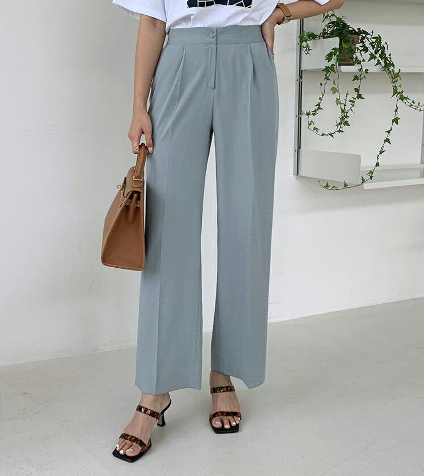 ワイドスラックス・全2色・t00186 レディース 【pt】スラックス パンツ ズボン ロングパンツ ワイド 単色 無地 シンプル ベーシック 大人 オフィスカジュアル きれいめ 春 夏 韓国 ファッション ハイホリHIHOLLI