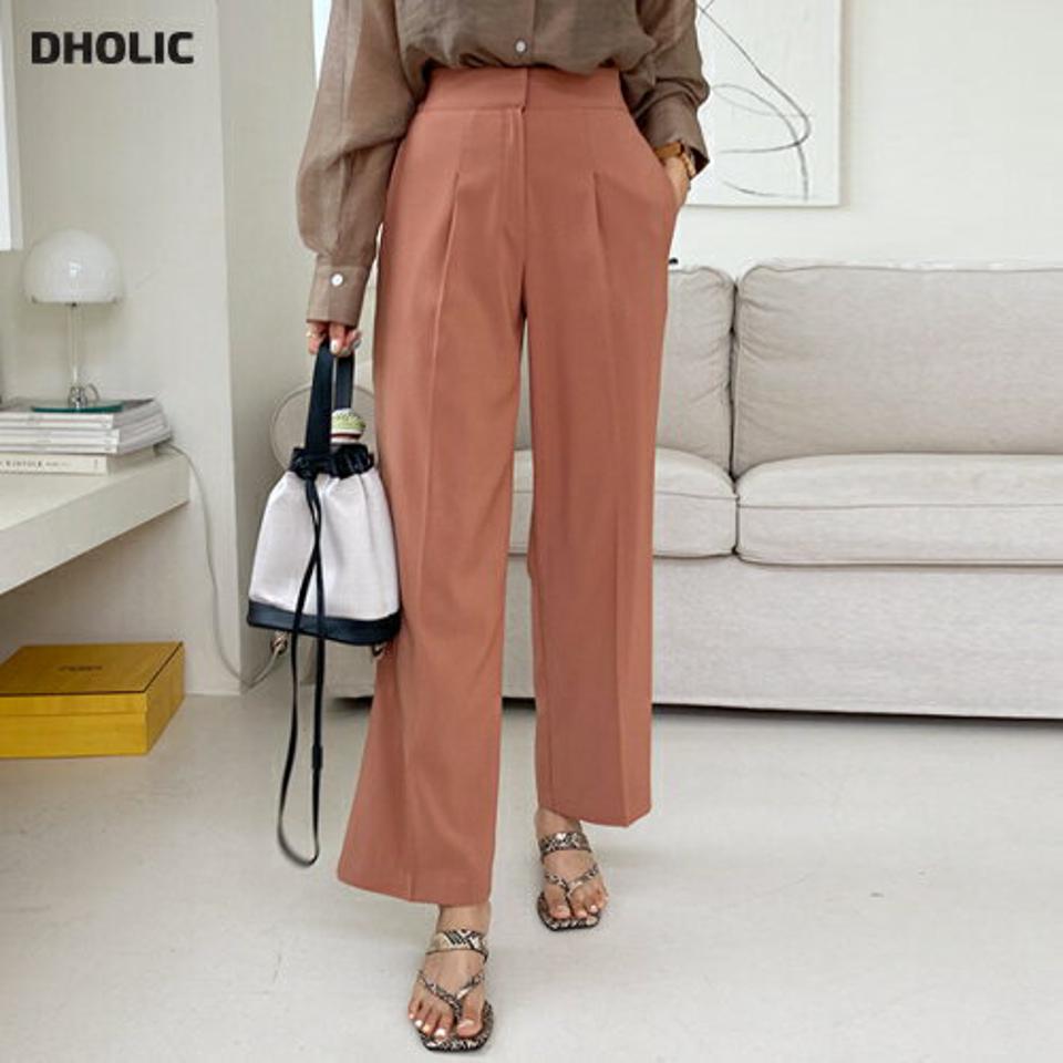 タックスラックスパンツ・全3色・b00189 レディース 【pt】パンツ ズボン ロングパンツ スラックス タック 単色 無地 シンプル ベーシック 大人 オフィスカジュアル 春 夏 韓国 ファッション ハイホリHIHOLLI