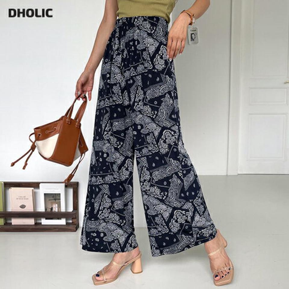 2TYPEパターンパンツ・全4色・t57885 レディース 【pt】韓国 ファッション ボトムス ロング ロングパンツ パターン ペイズリー ドット ゴム ワイド ストレート 大人 美脚 体型カーバー 細身 足長 着痩せ カジュアル ルーズ ゆったり 夏 春