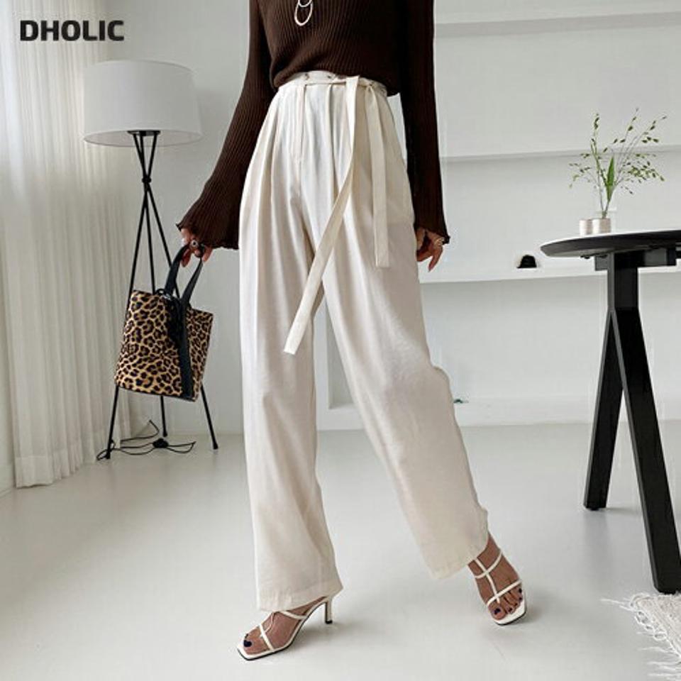 ボタンストラップワイドパンツ・全3色・t57878 レディース 【pt】韓国 ファッション ボトムス ロング ロングパンツ ハイウエスト タックパンツ レーヨン ナイロン ゴム ワイド ストレート ストラップ 体型カーバー 細身 足長 着痩せ 夏 春