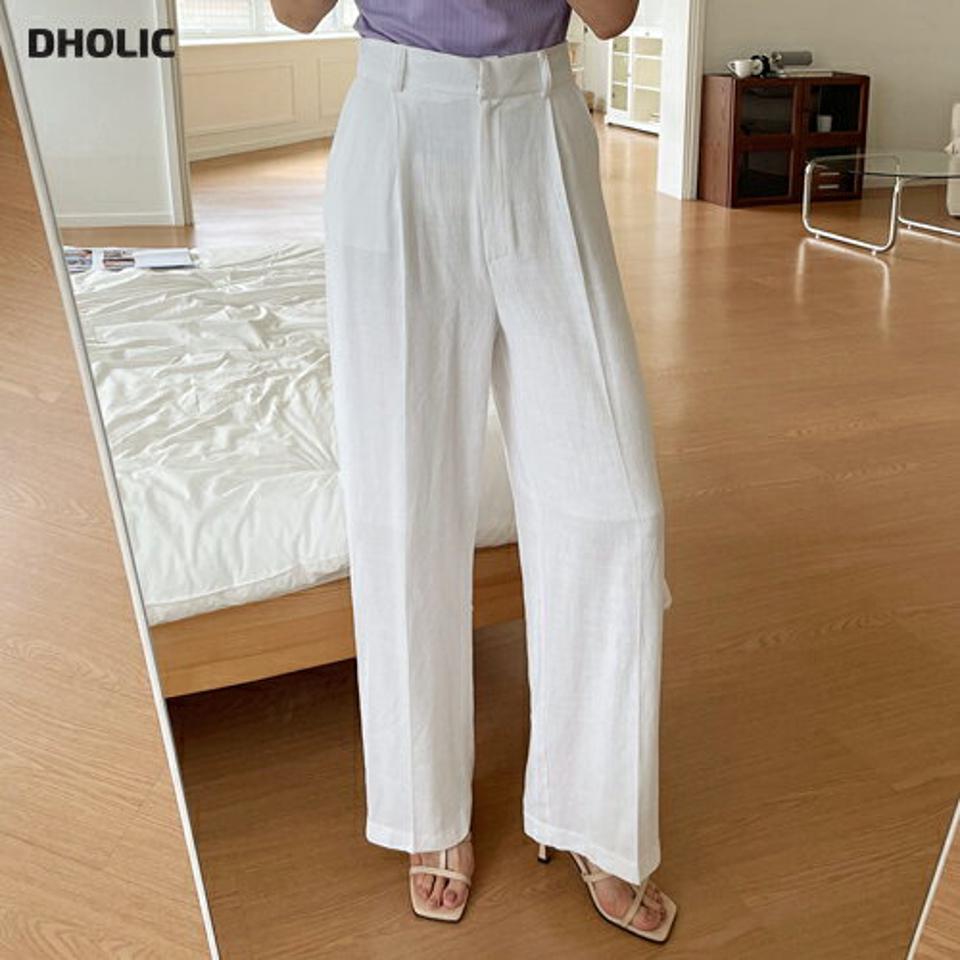 リネン混バックゴムパンツ・全4色・t69694 レディース 【pt】パンツ ズボン ロングパンツ リネン 単色 無地 シンプル ベーシック カジュアル ラフ ベルトループ 春 夏 韓国 ファッション ハイホリHIHOLLI