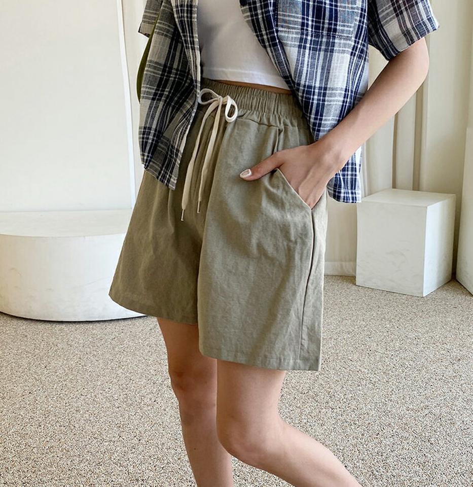【スーパーセール特価】リネン混ハーフパンツ・全5色・t00451 レディース 【pt】韓国 ファッション ボトムス パンツ ショート ショートパンツ ベーシック リネン ハーフ丈 ストリング ワイド Aライン 美脚 ルーズ 足長 細身 着痩せ 体型カーバー 春 夏 NIJU