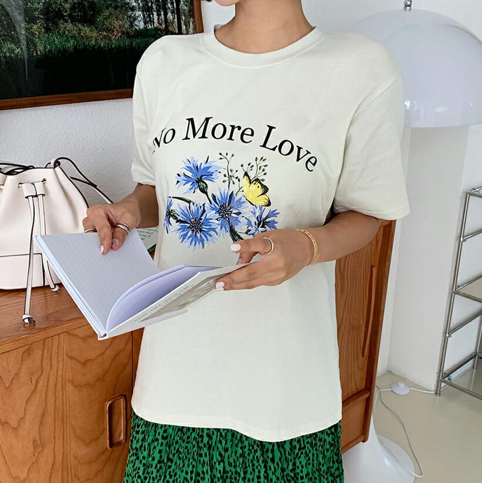 バタフライレタリングTシャツ・全3色・t64447 レディース 【tops】韓国 ファッション トップス Tシャツ 半袖 レタリング 花 コットン ラウンドネック フェミニン カジュアル ベーシック デイリー 夏 春