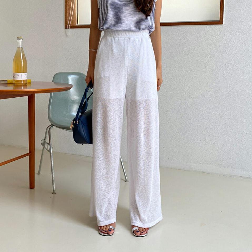 バックゴムハイウエストパンツ・全3色・t64469 レディース 【pt】韓国 ファッション ボトムス ロング ロングパンツ ハイウエスト ゴム フィット ストリング ルーズ ゆったり ストレート 体型カーバー 細身 足長 着痩せ 夏 春