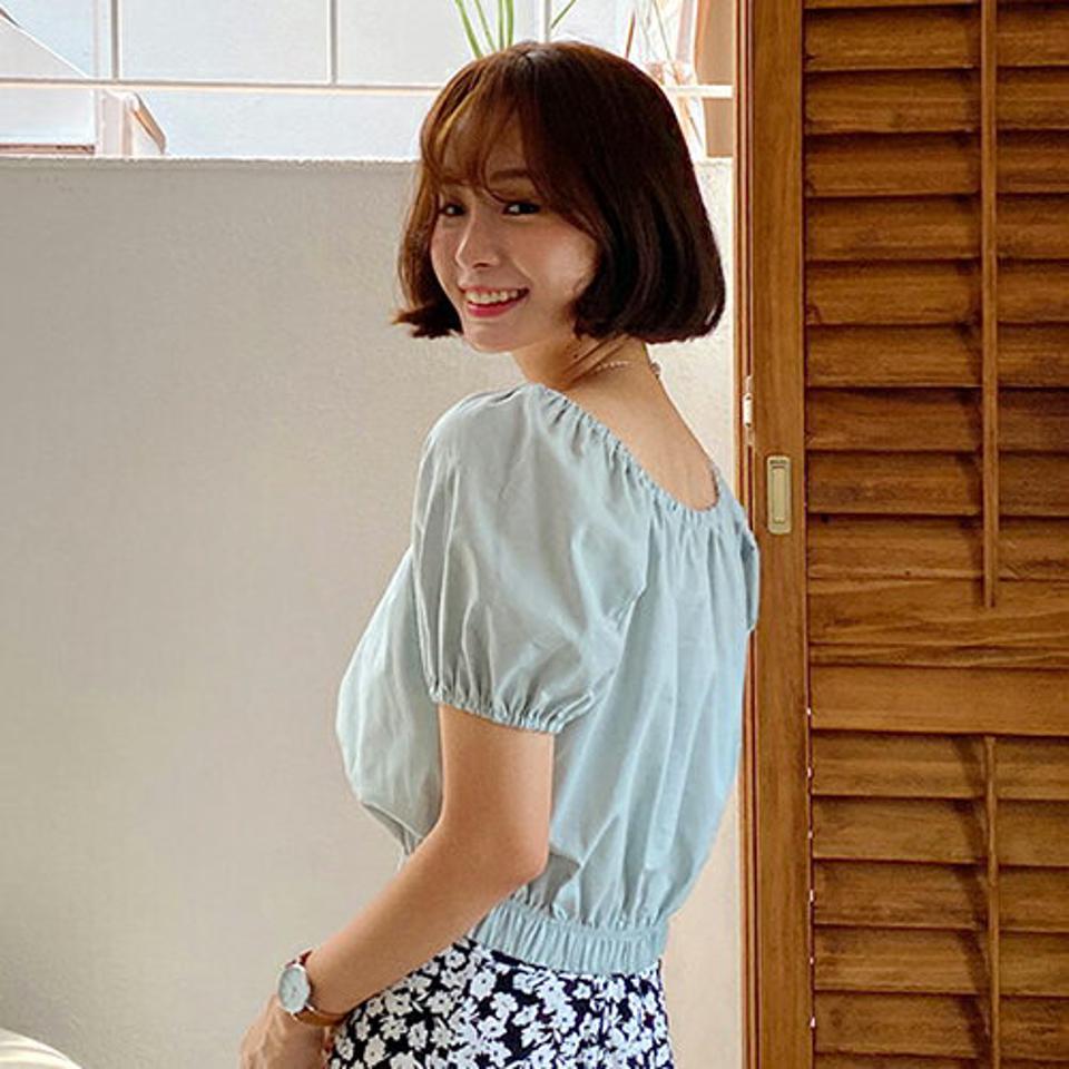 2WAYネックギャザーブラウス・全4色・t57725 レディース 【bl】トップス ブラウス 半袖 ハーフスリーブ ギャザー オフショルダー 肩だし 単色 無地 シンプル かわいい 春 夏 韓国 ファッション