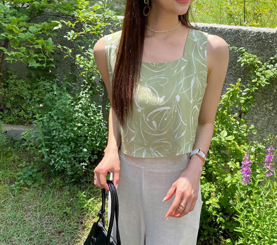 パターンスクエアスリーブレス・全3色・t65708 レディース 【tops】韓国 ファッション トップス スリーブレス ノースリーブ パターン スクエアネック スリム デコルテ 細身 無地 肌見せ 華奢見 夏 春