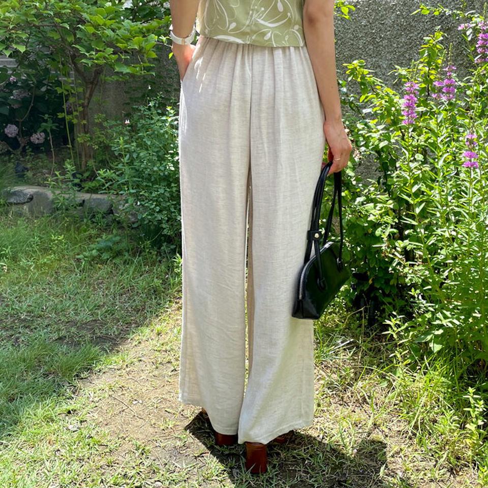 ハイウエストパンツ・全3色・b65751 レディース 【pt】韓国 ファッション ボトムス ロング ロングパンツ スリム フィット ハイウエスト ゴム ストレート 体型カーバー 細身 足長 着痩せ 夏 春