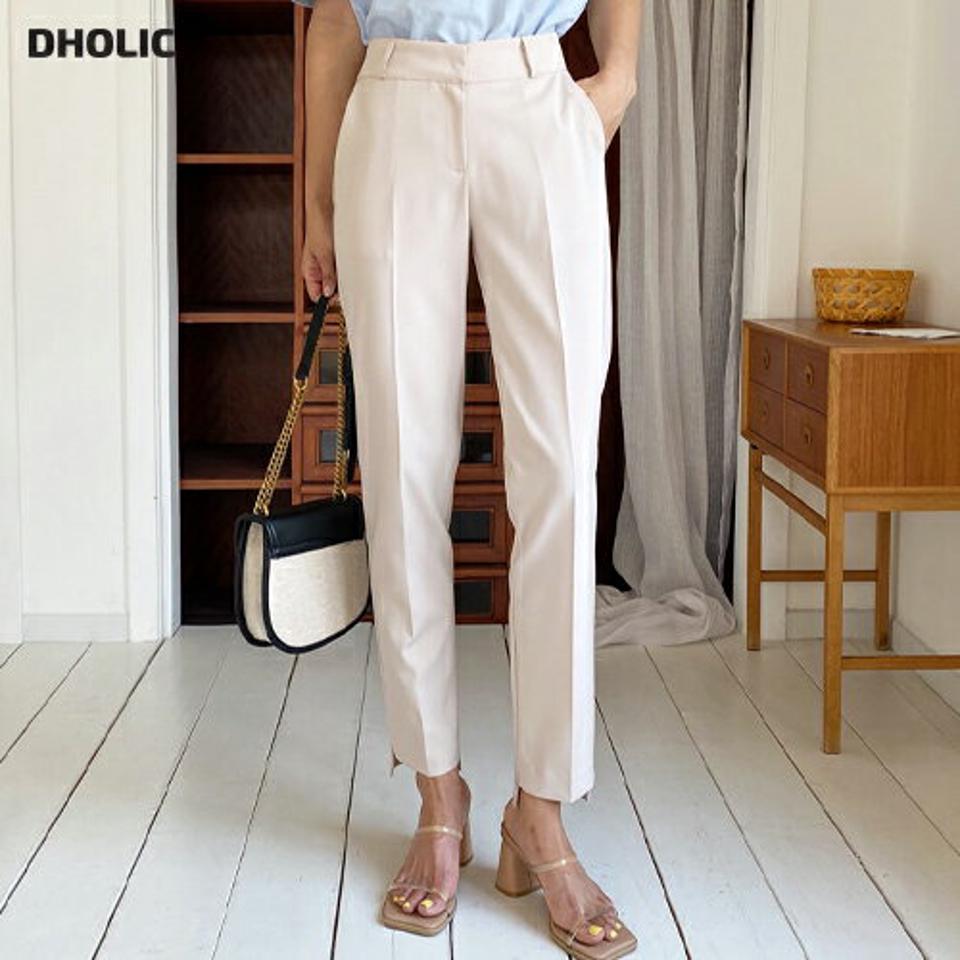 アンバランスへムスラックス・全2色・t62596 レディース 【pt】韓国ファッション ボトムス ロング ロングパンツ アンバランスヘム スラックス スリム ストレート フィット 細身 着痩せ オフィスカジュアル オフィス 夏 春