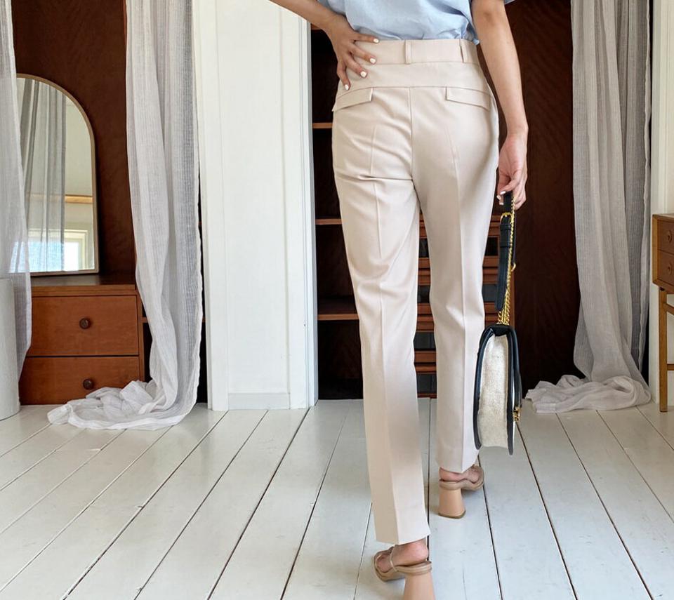 アンバランスへムスラックス・全2色・t62596 レディース 【pt】韓国ファッション ボトムス ロング ロングパンツ アンバランスヘム スラックス スリム ストレート フィット 細身 着痩せ オフィスカジュアル オフィス 夏 春