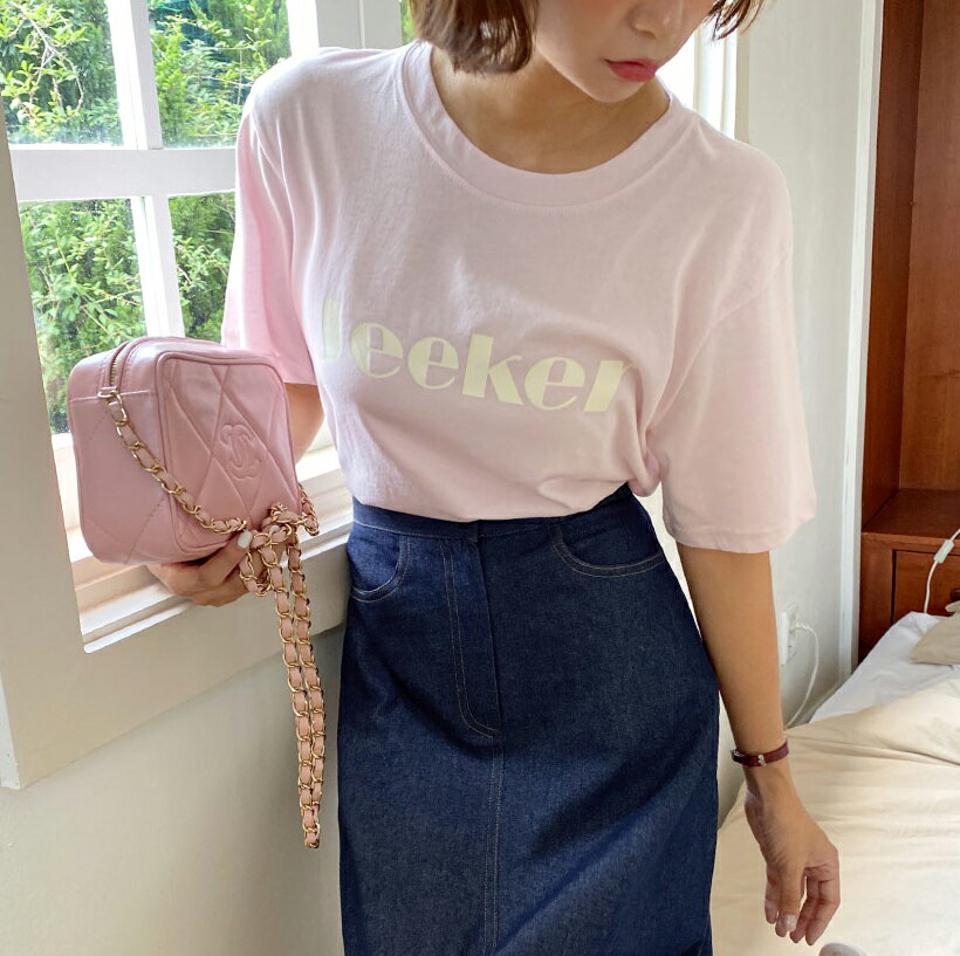 【新作10%OFF】レタリングスリーブTシャツ・全4色・b62581 レディース 【tops】韓国 ファッション トップス Tシャツ 半袖 カジュアル プリント コットン シンプル レタリング ラウンドネック ベーシック デイリー 夏 春