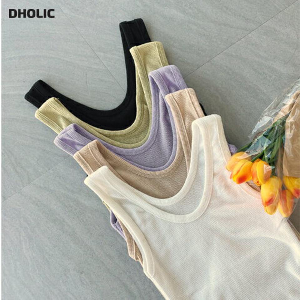 ラウンドノースリーブ・全5色・t62579 レディース 【tops】韓国ファッション トップス ノースリーブ ベーシック リブ スリーブレス インナー Uネック スリム フィット 細身 無地 肌見せ 華奢見 夏 春