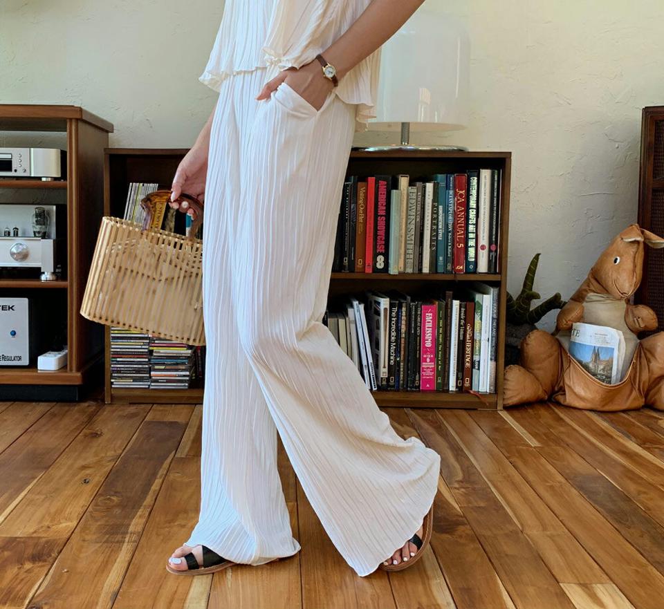 リンクルゴムパンツ・全3色・t64710 レディース 【pt】韓国 ファッション ボトムス パンツ ロング ロングパンツ ベーシック リンクル ルーズ ゆったり ワイド ゴム ストリング 美脚 足長 細身 着痩せ 体型カーバー 春 夏 NIJU