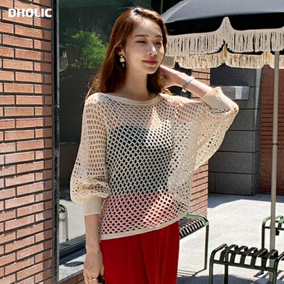 ネットドルマンニット・全4色・b69591 レディース 【tops】トップス ニット 長袖 ドルマンスリーブ ネット ラフ ボートネック カジュアル 春 夏 韓国 ファッション ハイホリHIHOLLI