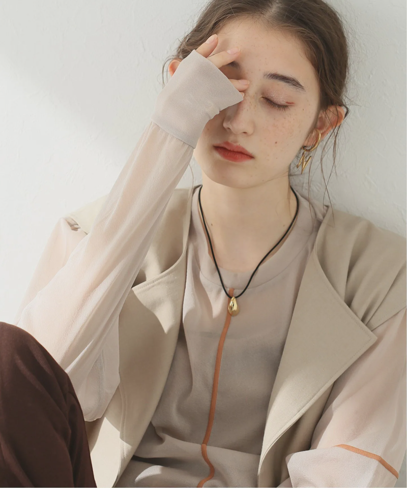【CLANE/クラネ】SOLID SLEEVE SHEER ：ロングスリーブトップス（JOURNAL STANDARD）