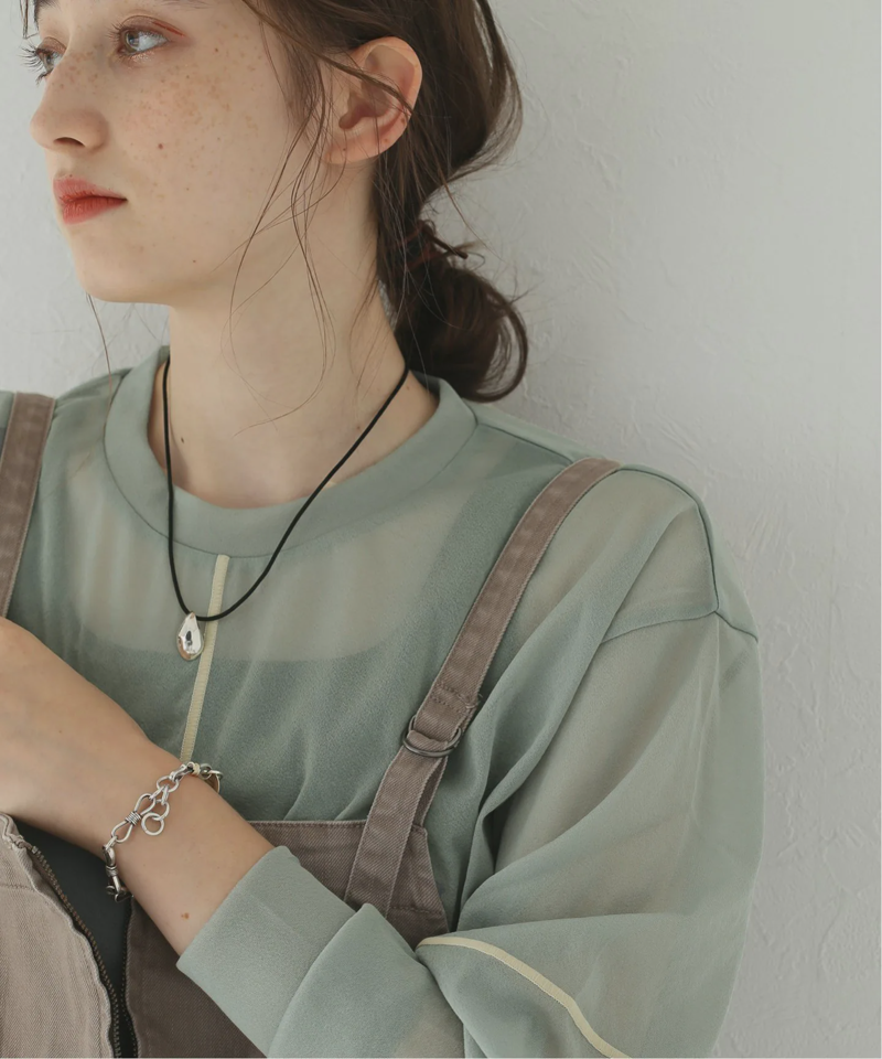 【CLANE/クラネ】SOLID SLEEVE SHEER ：ロングスリーブトップス（JOURNAL STANDARD）