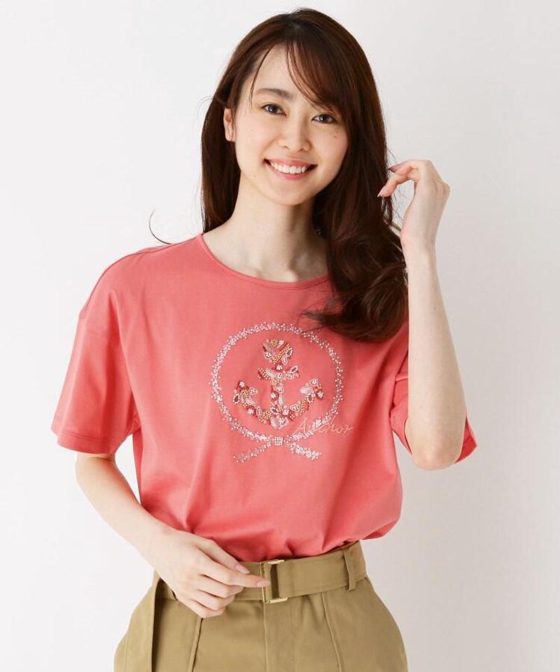 アンカー刺繍クルーネックTシャツ