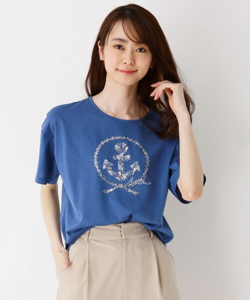 アンカー刺繍クルーネックTシャツ