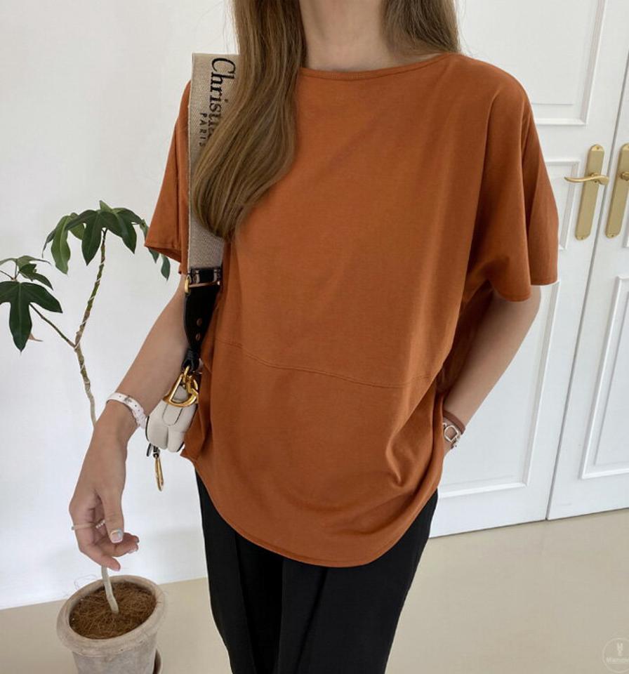 Miamasvin(ミアマスビン)バックスリットTシャツ【8/4up_ka】【メール便】韓国 韓国ファッション　レディース トップス Tシャツ 半袖 セミボートネック ボートネック バックスリット 着回し 夏レディース ファッション【5】
