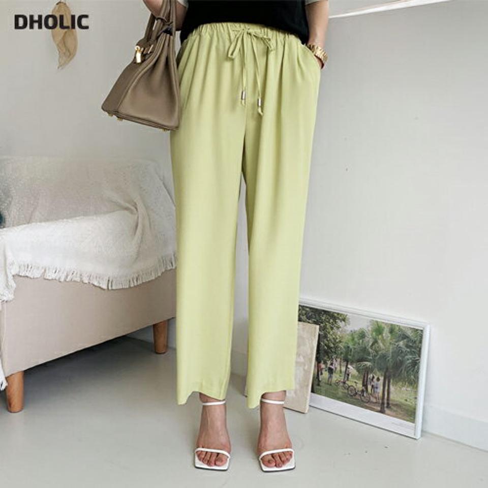 ドロストカラーパンツ・全4色・t69714 レディース 【pt】パンツ ズボン ロングパンツ ドロスト ウエストゴム ワイド 単色 無地 シンプル ストリング カジュアル ベーシック ラフ 大人 春 夏 秋 韓国 ファッション ハイホリHIHOLLI